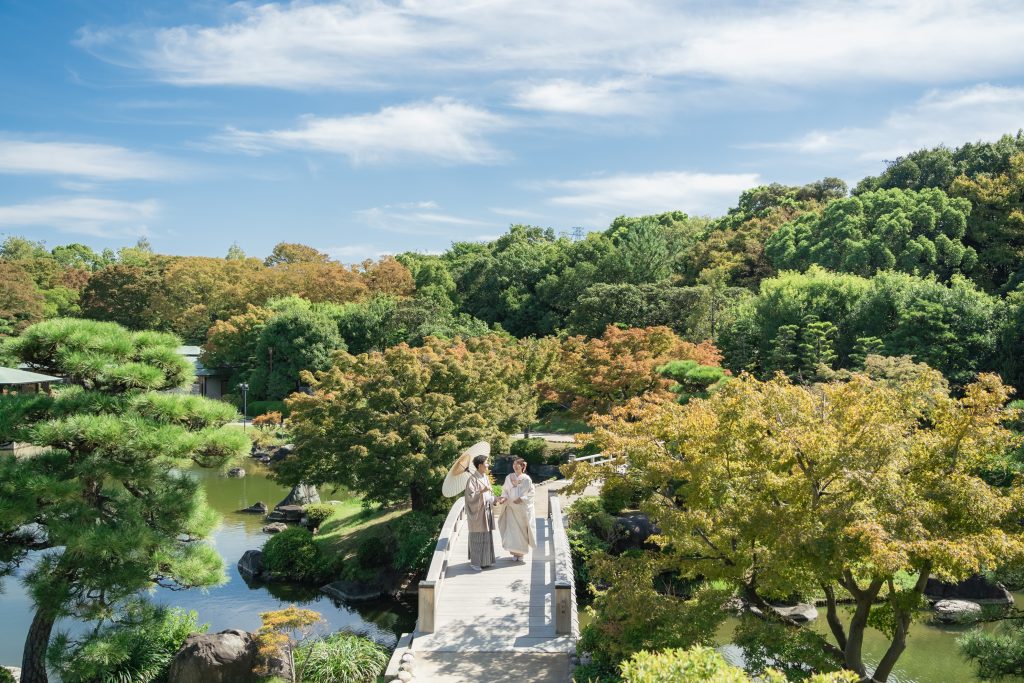 大阪・堺のフォトスタジオ「ブランフルール」
大仙公園日本庭園で和装前撮り(白無垢)_7