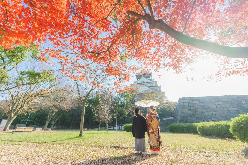 大阪堺のスタジオ ブランフルール 紅葉前撮り 大阪城公園2