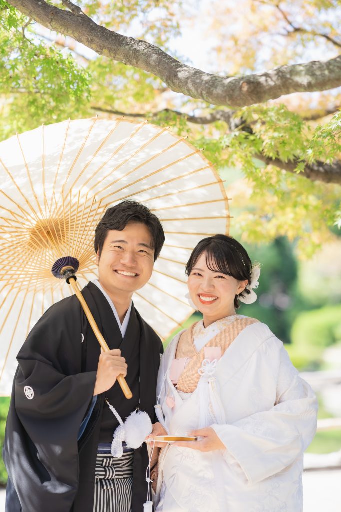 大阪・堺の前撮りフォトスタジオ
ブランフルール
秋の大仙公園の日本庭園で
和装（白無垢）カット_1