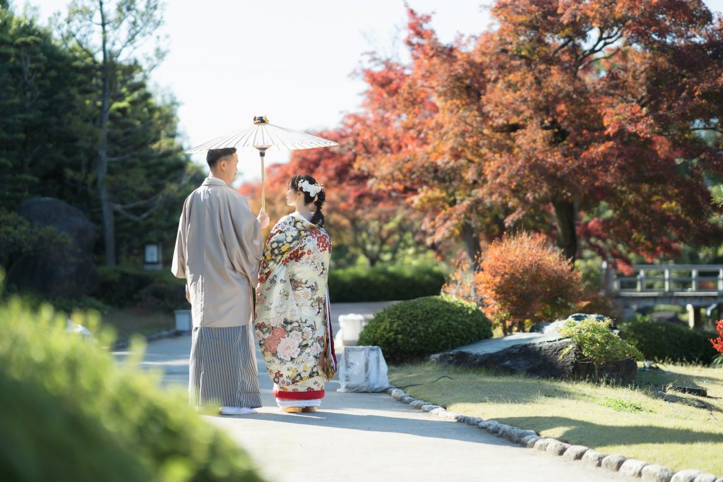 大阪・堺の前撮りフォトスタジオ「ブランフルール」 11/21大仙公園の和装ロケーション前撮り_秋_2