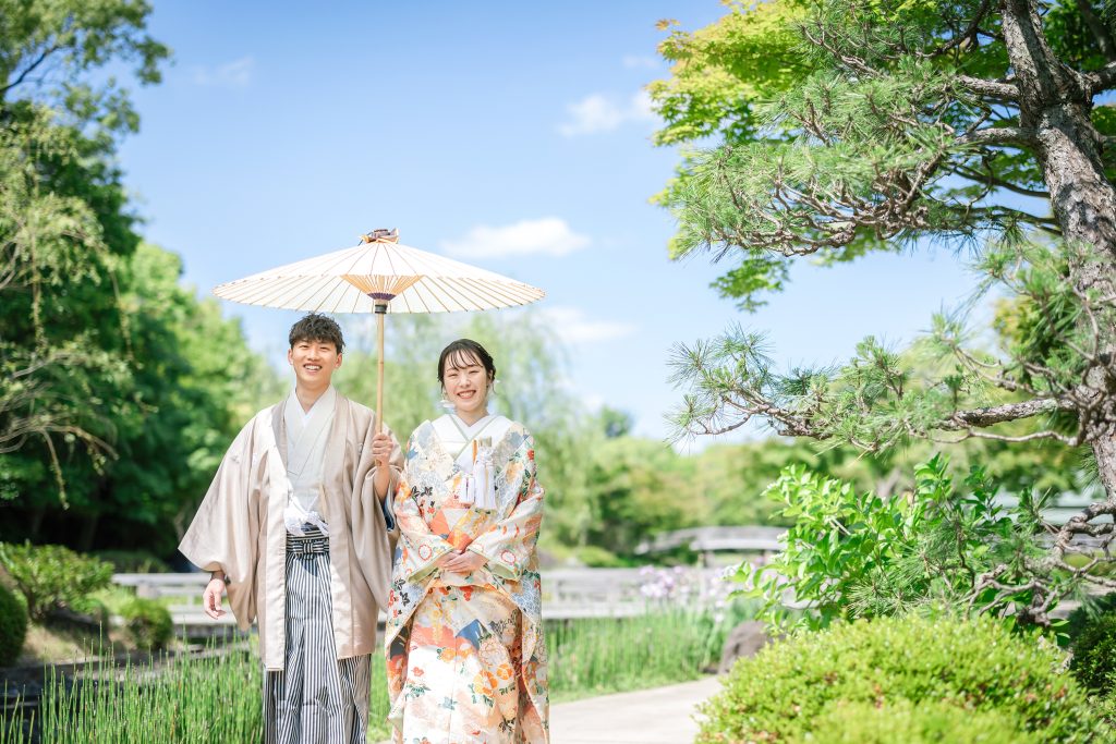 大阪・堺の前撮りフォトスタジオ「ブランフルール」 大仙公園の和装ロケーション前撮り_6月_新緑の前撮り_3