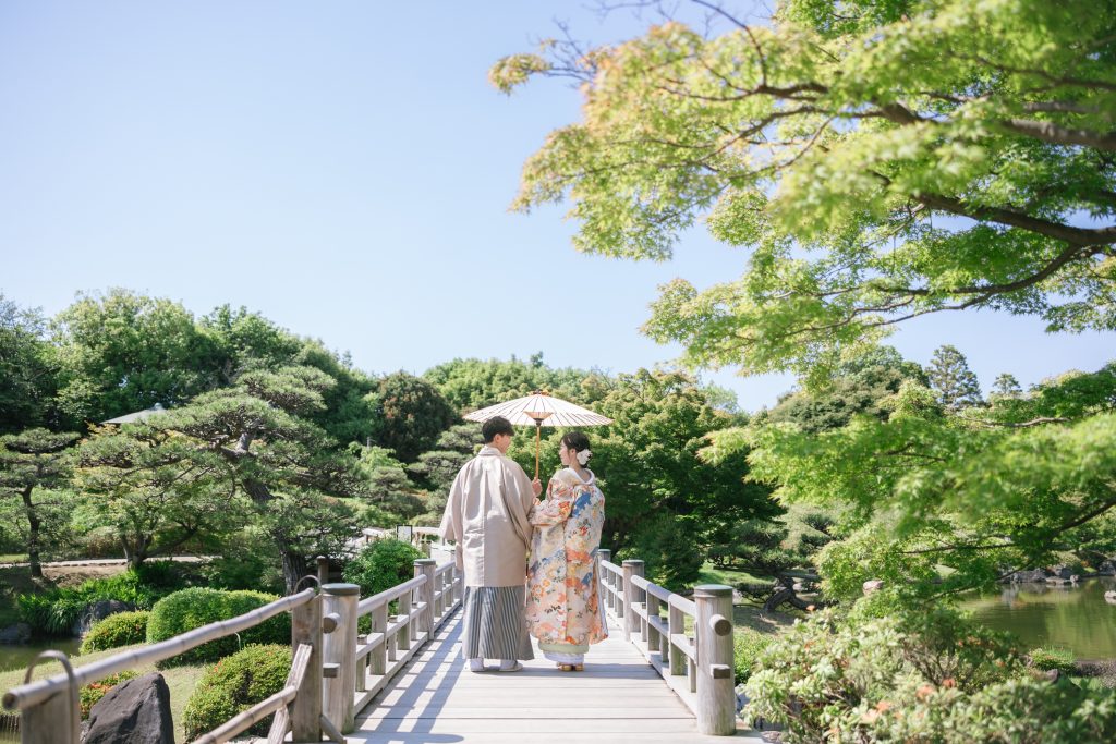 大阪・堺の前撮りフォトスタジオ「ブランフルール」 大仙公園の和装ロケーション前撮り_6月_新緑の前撮り_12