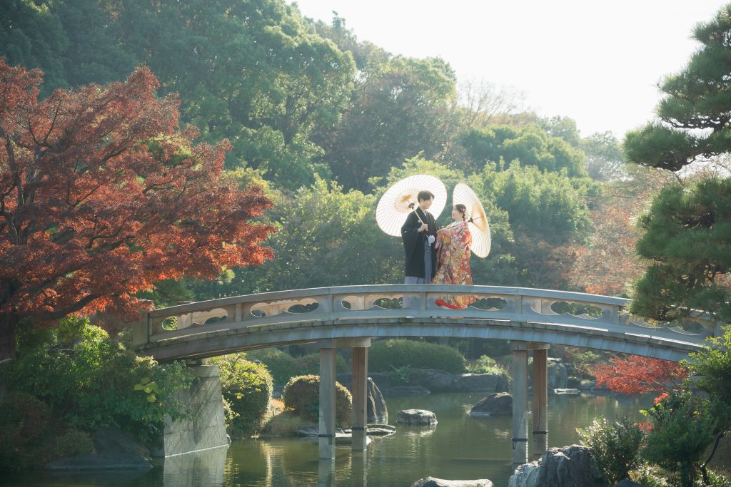 大阪・堺の前撮りフォトスタジオ「ブランフルール」 大仙公園の和装ロケーション前撮り_2024年12月_冬のキャンペーン_3