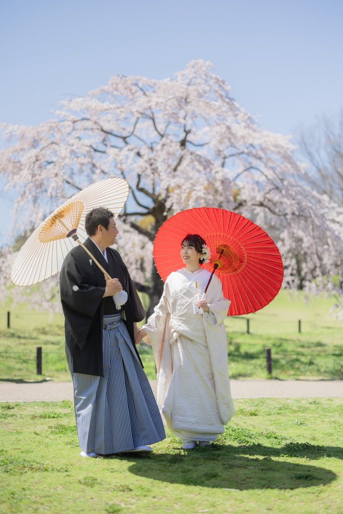 大阪・堺の前撮りフォトスタジオ「ブランフルール」 大阪堺の大仙公園の和装ロケーション前撮り_2025年4月_春のキャンペーン_7