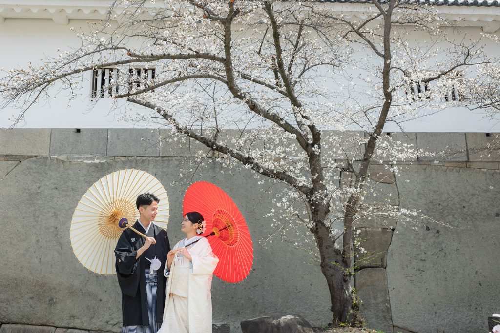 大阪・堺の前撮りフォトスタジオ「ブランフルール」 大阪堺の大仙公園の洋装ロケーション前撮り_2025年3月_大阪_大阪城公園_和装_7