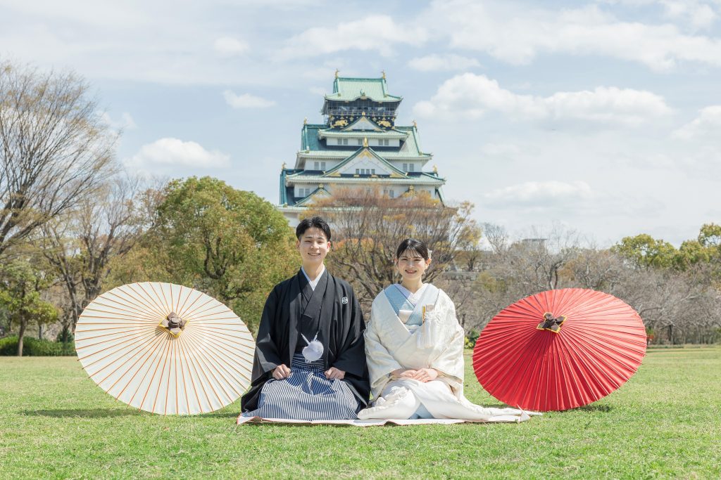 大阪・堺の前撮りフォトスタジオ「ブランフルール」 大阪堺の大仙公園の洋装ロケーション前撮り_2025年3月_大阪_大阪城公園_和装_17