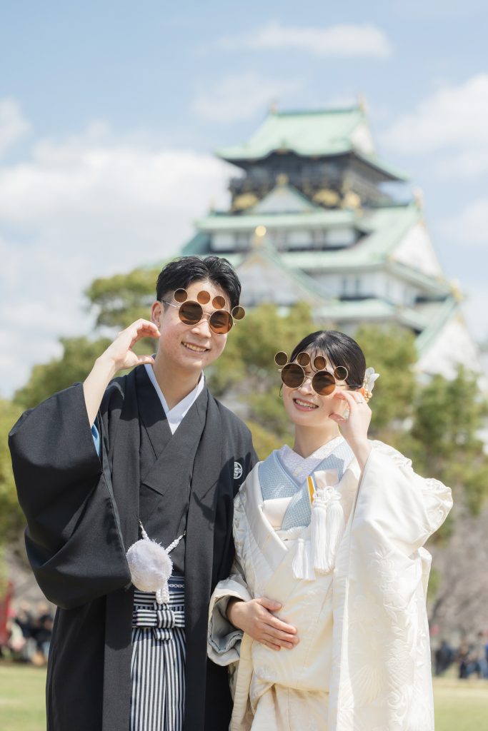 大阪・堺の前撮りフォトスタジオ「ブランフルール」 大阪堺の大仙公園の洋装ロケーション前撮り_2025年3月_大阪_大阪城公園_和装_18