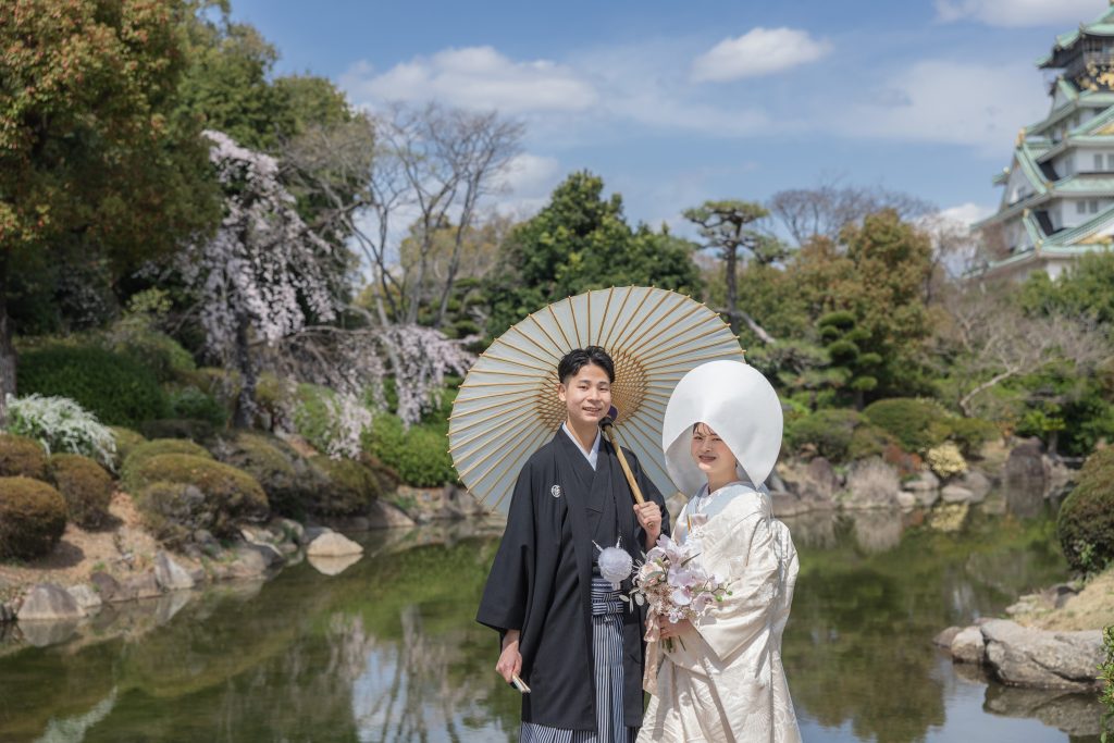 大阪・堺の前撮りフォトスタジオ「ブランフルール」 大阪堺の大仙公園の洋装ロケーション前撮り_2025年3月_大阪_大阪城公園_和装_23