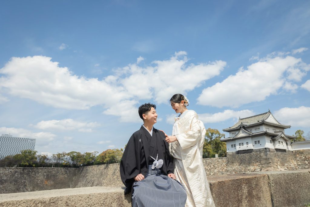 大阪・堺の前撮りフォトスタジオ「ブランフルール」 大阪堺の大仙公園の洋装ロケーション前撮り_2025年3月_大阪_大阪城公園_和装_3