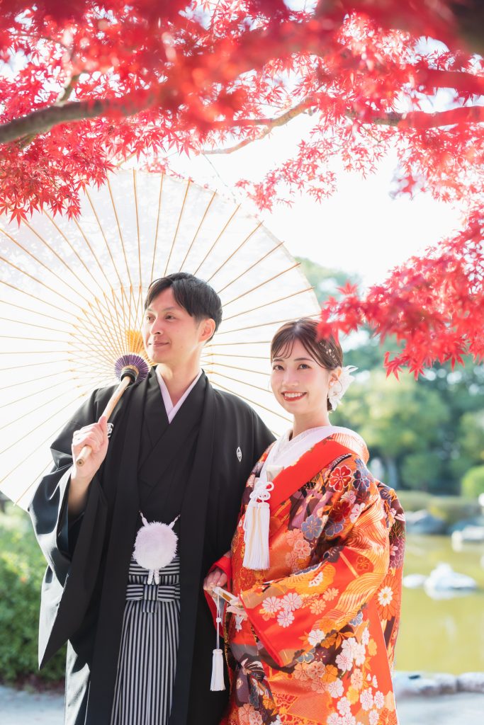 大阪・堺の前撮りフォトスタジオ「ブランフルール」 大阪堺の大仙公園の和装ロケーション前撮り_2024年12月_大阪_大仙公園_和装_2