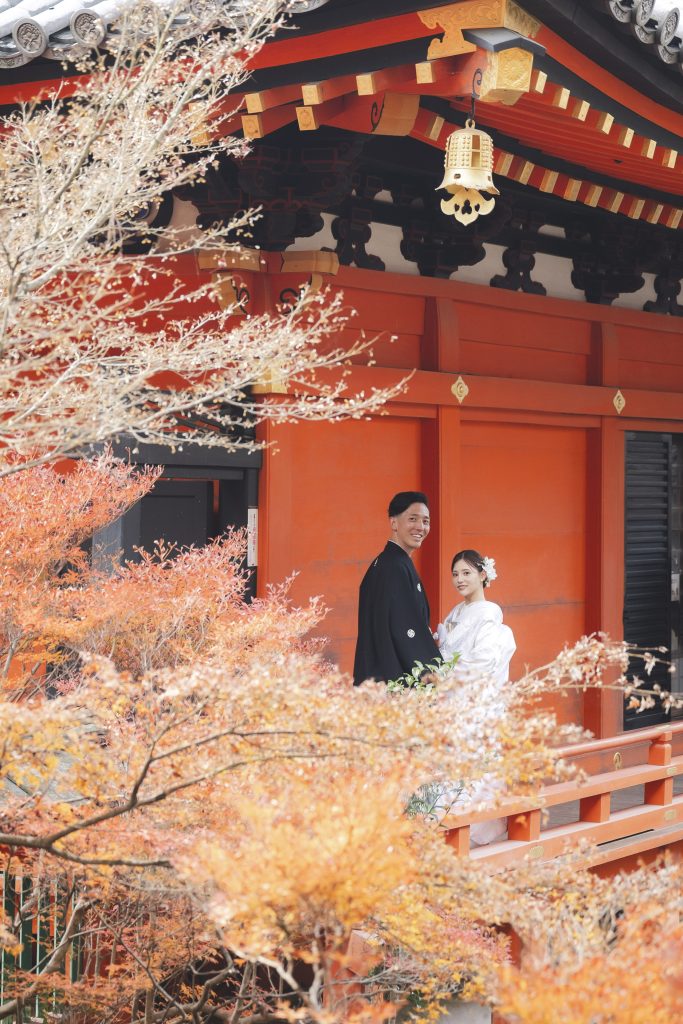 大阪・堺の前撮りフォトスタジオ「ブランフルール」 大阪堺の大仙公園の洋装ロケーション前撮り_2025年12月_京都_毘沙門堂_4