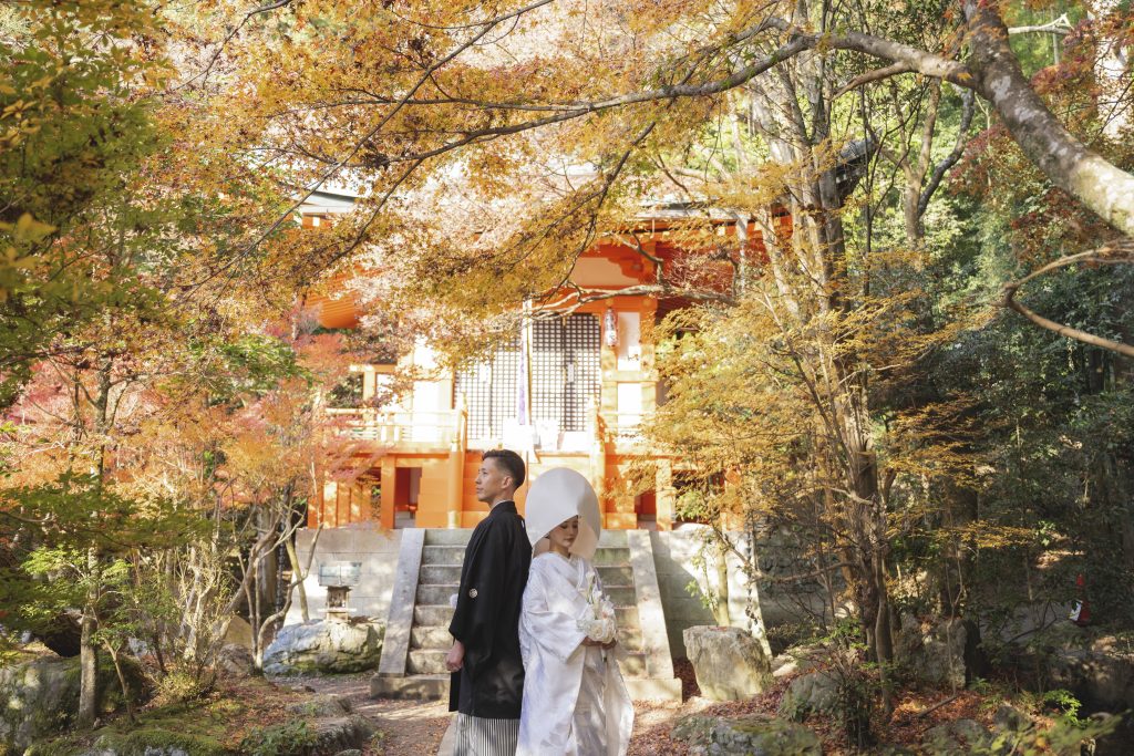 大阪・堺の前撮りフォトスタジオ「ブランフルール」 大阪堺の大仙公園の洋装ロケーション前撮り_2025年12月_京都_毘沙門堂_10