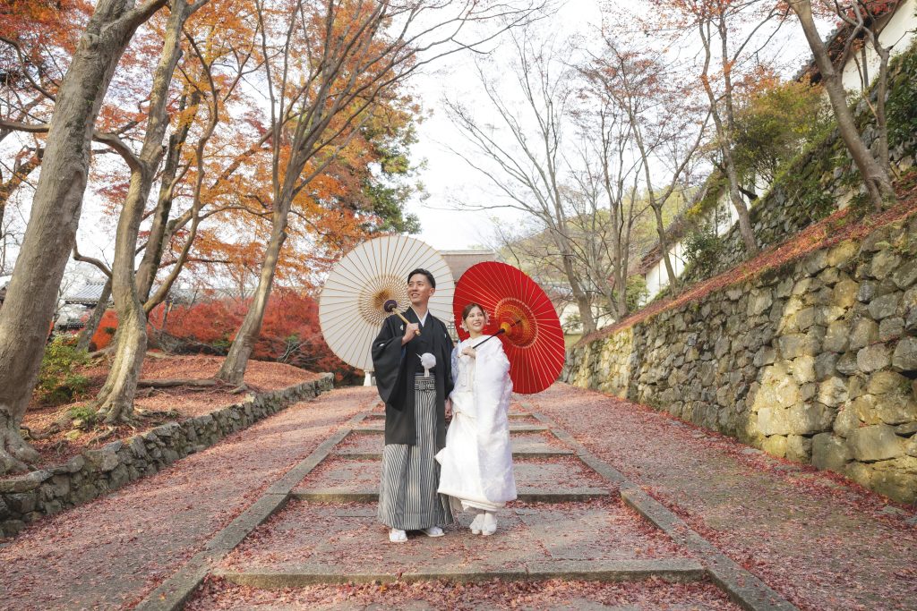 大阪・堺の前撮りフォトスタジオ「ブランフルール」 大阪堺の大仙公園の洋装ロケーション前撮り_2025年12月_京都_毘沙門堂_22